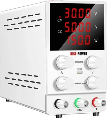 Image de Alimentation DC réglable, sortie 30V 5A, design compact, (30V5A)blanc