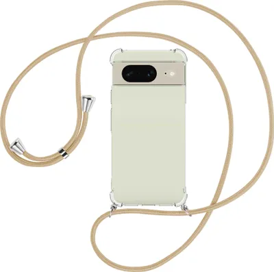 Produktbild von Handykette Backcover-Schutzhülle mit Band (Metall silberfarben) für Google Pixel 8 (6.2'') - caramel