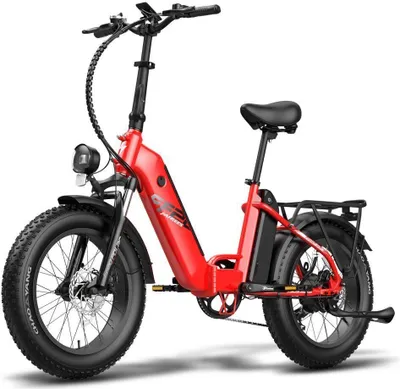 Produktbild von Faltbar E-Bike Herren Elektrofahrrad Mountainbike Trekking 25 km/h mit 20AH Akku 20 Zoll Klappfahrrad Rot