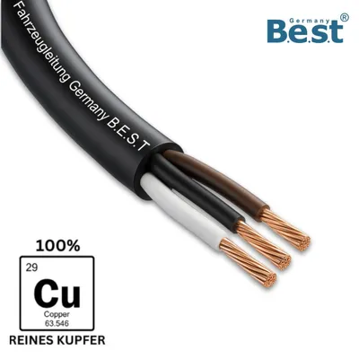 Produktbild von B.E.S.T. KFZ Fahrzeugleitung 3 x 1,5 mm² 3-adrig Rundkabel Kupfer PVC Schwarz 25 m