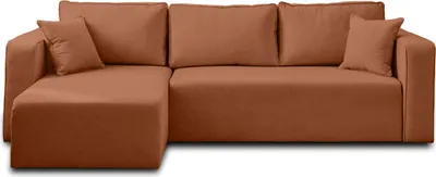 Image de Best Mobilier Topaze - canapé d'angle réversible - 4 places - convertible avec coffre - en tissu , Terracotta