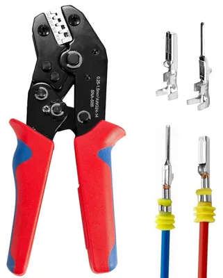 Obrázek produktu pro Krimpovací kleště s ráčnou pro kabely o průřezu 24-14 AWG, určené pro konektory