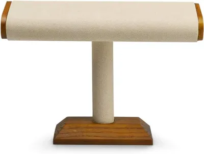 Image de Support d'affichage pour horloge - Organisateur à bijoux - Présentoir à bijoux - Base en bois massif - 20 x 5 x 14 cm
