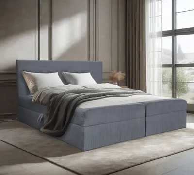 Produktbild von Bett, Boxspringbett, Continentalbett BERG POSO mit Bonell Matratze, T25 Topper, Doppelbett mit Container, H3 160x200 cm, (Dunkelgrau - Poso 115)