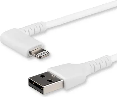 Produktbild von StarTech.com 2m USB-A auf Lightning-Kabel - 90° rechtwinkliges USB Typ-A auf Ladekabel - Synchronisationskabel - Apple MFi- iPad/iPhone 12 - Weiß (RUSBLTMM2MWR)