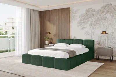 Produktbild von ALTDECOR Polsterbett mit Bettkasten - NATA-v1 - 180x200 Grün - Poso 14 Bett mit Kopfteil, Boxbett, Doppelbett mit Stauraum