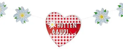 Produktbild von 40x Girlande aus Pappe 1,6 m "Hüttengaudi" rot weiß
