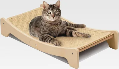 Produktbild von Sisal-Kratzbrett für Katzen, gebogener Sisal-Kratzbaum, große Kratzmatte für Hauskatzen, strapazierfähiges Lounge-Bett für Kätzchen