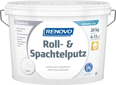 Produktbild von 20kg Renovo Roll-& Spachtelputz 1mm Weiß für innen
