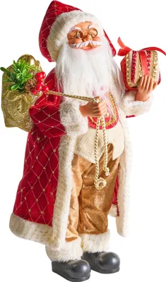Produktbild von BELIANI Weihnachtsmann Dekofigur Rot / Weiß / Gold aus Stoff Kunststoff Stehende Weihnachtsdeko Weihnachtsdekoration