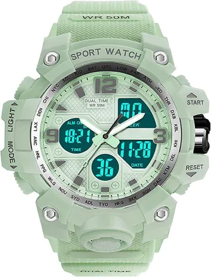 Produktbild von Watch Sportuhr Damen Uhren für Studenten Teenager mit Alarm Doppelzeit Stoppuhr wasserdichte Sport Analog Digital Armbanduhren