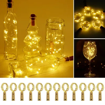 Productafbeelding van Wijnflesverlichting, 12 Stukken Flessenverlichting, 2m 20 LED's Warmwitte Kerstverlichting voor Feest