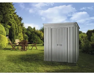 Produktbild von Globel Gerätehaus "Pultdach Skillion" 64, silber metallic