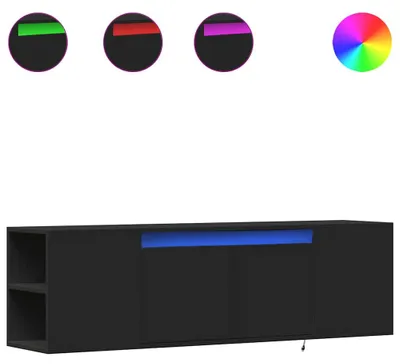 Obrázek produktu pro vidaXL TV nástěnná skříňka s LED osvětlením černá 135x31x39,5 cm