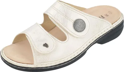 Produktbild von Finn Comfort Sansibar Pantolette 02550-818222, Everest (Glattleder), Oro (weiß/ metallic) 41