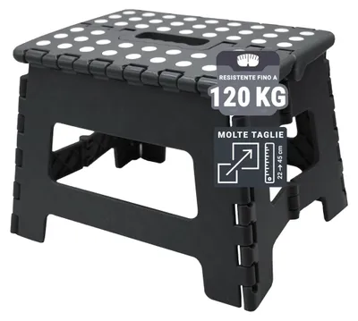 Produktbild von Klappbarer Hocker Klapphocker - Klappbar - 29 x 22 x 22 cm - Kunststoff - Schwarz und Weiß - Belastbar bis 120 kg