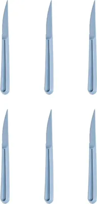 Produktbild von MICHELINO 6-teiliges Mehrweg Kunststoffbesteck-Set Serie Alythia Messer Blau