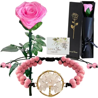 Produktbild von Konservierte Rose mit Stiel, Rosa, Geschenkbox, 28-30 cm