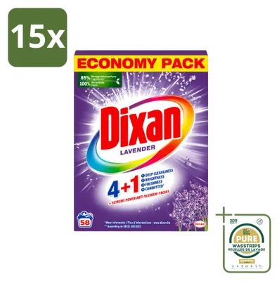 Produktbild von 15 x Dixan Waschpulver und Fleckentferner - Lavendel - Für Weißes und Buntes - Vorratspackung - 15 Stücke