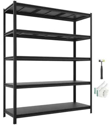Produktbild von VEVOR Lagerregale, 2000 lbs, 5-stufige Garage-Lagerregale, 18" T x 32" B x 72" H verstellbare Metallregale für Garage Regal, ideal für Küche, Lagerhaus, Keller, Schwarz