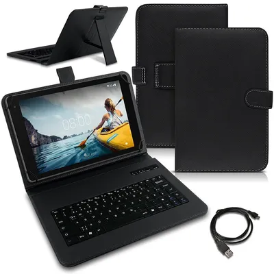 Produktbild von Tablet Hülle kompatibel mit Tabwee T90 W90 Tasche Tastatur Bluetooth Keyboard QWERTZ Schutzhülle Cover Schutz Case Schwarz