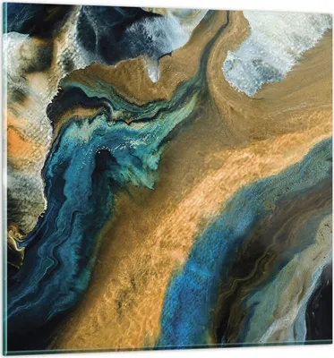 Produktbild von Bilder auf glas - Einteilig - Abstraktion verschüttet Gold - 70x70cm - Glasbilder - Wandbilder - Bilder - Wanddekoration aus Glas - Glas Bilder - Wandbild auf Glas - GAC70x70-4431