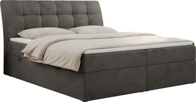 Produktbild von Boxspringbett 180x200 mit Matratze, Bett mit Multipocket - Matratze H3 und Topper, Polsterbett 180x200 mit Bettkasten und Kopfteil, DIEGOS - 180x200 - Dunkelgrau - Velvet - H3