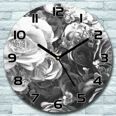 Produktbild von Wanduhr aus Glas Rund fi 30 Retro Rosen Design Quarz Deko Schlafzimmer Büro