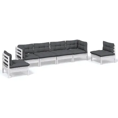Image de vidaXL Ensemble salon de jardin 6 pièces avec coussins pin massif