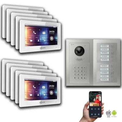 Produktbild von Goliath IP Video Türsprechanlage: 7-Zoll 10 Familienhaus, Zahlencode, Silber : 7 Zoll Weiß : Unterputzdose Monitor Farbe: 7 Zoll Weiß Montage: Unterputzdose