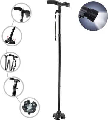 Produktbild von Safe Age® Gehstock mit LED-Beleuchtung - Zusammenklappbar und verstellbar