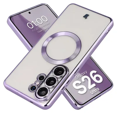 Produktbild von Handyhülle mit Kameraschutz und Magnetring für Galaxy S26 Ultra, Bizon Case GuardO, Transparent-Violet