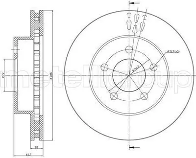 Produktbild von 2x METELLI Bremsscheibe 23-0781C für JEEP CHEROKEE (KJ) 64 9mm 288 0mm