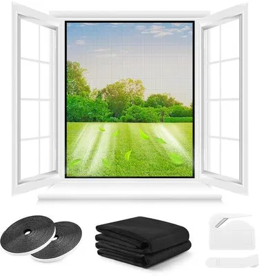Zdjęcie produktu dla Czarna siatka przeciw owadom 210 x 250 cm, wzmocniona, 2 sztuki, przycięta na wymiar