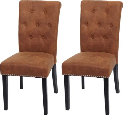 Produktbild von 2er-Set Esszimmerstuhl Chesterfield II, Stuhl Küchenstuhl, Nieten  WildKunstleder, dunkle Beine