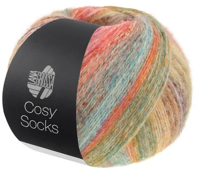 Produktbild von Lana Grossa - Cosy Socks Dream 0253 graubraun taupe gelb camel pink terrakotta lachs hellpetrol türkis orange