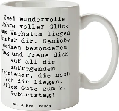 Produktbild von Mr. & Mrs. Panda Tasse Spruch 2. Geburtstag - Weiß - Geschenk, zweites Lebensjahr, Pott, Kindergeburtstag, Kaffeetasse, Bedruckte, Kaffeebecher, Happy Birthday, Alter