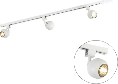 Produktbild von QAZQA - Modern Schienensystme Gissi 3-flammig Spotbalken weiß I Wohnzimmer I Schlafzimmer - Aluminium Länglich - LED geeignet GU10