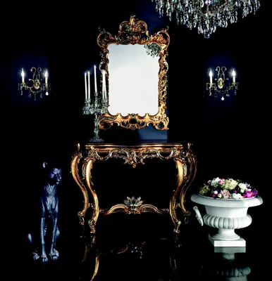 Image de Coiffeuse Console Tables de maquillage Consoles Secrétaire Miroir Baroque Or