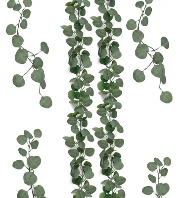 Productafbeelding van Kunstmatige eucalyptuskrans - Realistische hangplanten - Decoratie voor binnen- en buitengebruik - 2 stuks, 1,8 meter