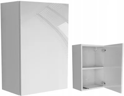 Zdjęcie produktu dla wisząca szafka łazienkowa do łazienki biały + POŁYSK 40x60x25cm bez uchwytu