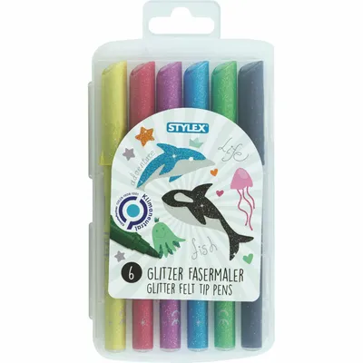 Immagine prodotto di Penne in fibra glitterata Stylex, 6 pezzi 64016