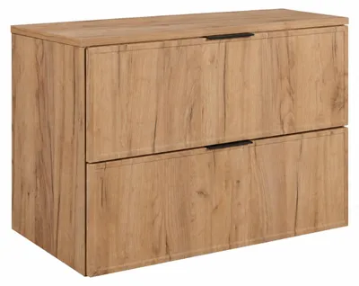 Obrázek produktu pro Závěsná skříňka do koupelny, rozměry 80 x 46 x 58,6 cm, s zásuvkami, korpus a deska z dubu Craft, s úchytkami, Obrázek vytvořený pomocí AI