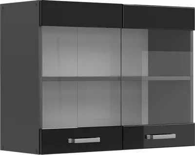 Produktbild von Küchenglasschrank Vicco R-Line Schwarz Hochglanz 80 cm, Model 41078