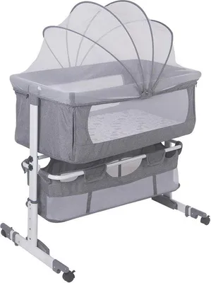 Produktbild von Famanu Beistellbett für Babys mit Rollen und Höhenverstellung - Reisebett mit weichem Matratze und Mückennetz