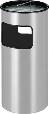 Produktbild von Runder feuerfester Kombiascher inkl. Löschsand & Sieb | 50 Liter, HxØ 69x32cm | Inneneimer aus Metall | Silber