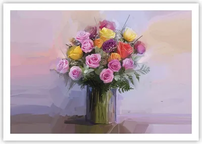Produktbild von Poster - Poster ohne Rahmen - Blumen Vase Grafiken - 100x70 cm - Wand Bild - Wanddeko - Wandbilder - Kunstposter - Wandposter - Bilder - Kunstdruck - Wanddekoration - Wandbild - P2XAA100x70-4207