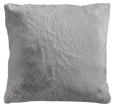 Produktbild von GÖZZE LaPit Kissen flauschiges langfloriges Dekokissen in Felloptik mit Reißverschluss Silber 45 x 45 cm