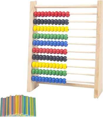 Produktbild von Grundschule Rechenschieber Abakus,Rechenschieber Rechenrahmen Kinder,Holzfarbe Abakus für Kinder,Holz Rechenschieber,Grundschule Abakus mit 100 Zählstäbchen für Kinder ab 3 Jahren, Lernspielzeug