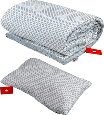Produktbild von BABYLUX Kuscheldecke 100 x 150 cm Decke Kinderdecke 10. Grau + Maroko mit Kissen